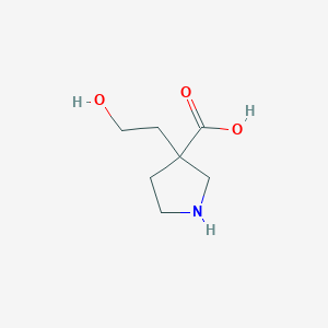 molecular formula C7H13NO3 B6363401 3-(2-Hydroxy-ethyl)-pyrrolidine-3-carboxylic acid CAS No. 885956-42-3