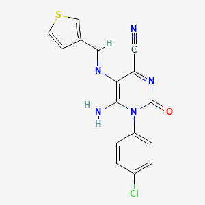 5-(1-Aza-2-(3-thienyl)vinyl)-3-(4-chlorophenyl)-4-imino-2-oxo-1H-1,3-diazine-6-carbonitrile