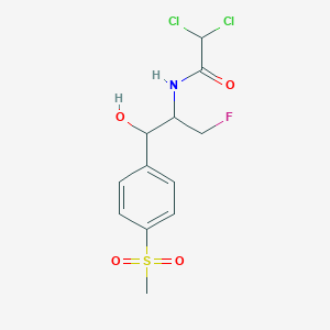 molecular formula C12H14Cl2FNO4S B6363473 2,2-Dichloro-N-[1-(fluoromethyl)-2-hydroxy-2-[4-(methylsulfonyl)phenyl]ethyl]acetamide, 90% CAS No. 887574-74-5