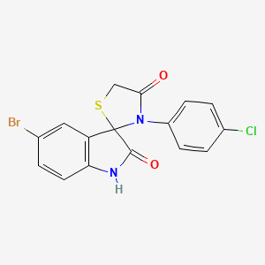 molecular formula C16H10BrClN2O2S B6363551 10-Bromo-3-(4-chlorophenyl)spiro[1,3-thiazolidine-2,3'-indoline]-4,7-dione CAS No. 150054-94-7