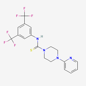 molecular formula C18H16F6N4S B6363631 ((3,5-Bis(trifluoromethyl)phenyl)amino)(4-(2-pyridyl)piperazinyl)methane-1-thione CAS No. 1024572-84-6