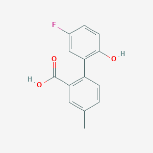 molecular formula C14H11FO3 B6363955 2-(5-Fluoro-2-hydroxyphenyl)-5-methylbenzoic acid, 95% CAS No. 1225741-37-6