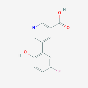 molecular formula C12H8FNO3 B6363976 5-(5-Fluoro-2-hydroxyphenyl)nicotinic acid, 95% CAS No. 1225741-29-6