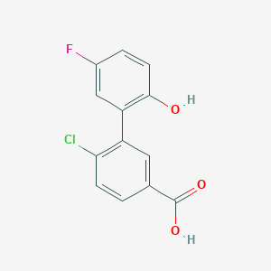molecular formula C13H8ClFO3 B6363993 4-Chloro-3-(5-fluoro-2-hydroxyphenyl)benzoic acid, 95% CAS No. 1225902-50-0