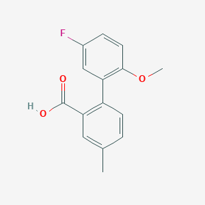 molecular formula C15H13FO3 B6364109 2-(5-Fluoro-2-methoxyphenyl)-5-methylbenzoic acid, 95% CAS No. 1225774-10-6