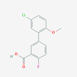 molecular formula C14H10ClFO3 B6364543 5-(5-Chloro-2-methoxyphenyl)-2-fluorobenzoic acid, 95% CAS No. 1184034-87-4
