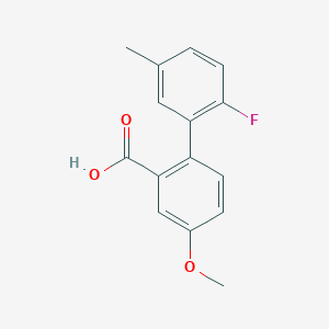 molecular formula C15H13FO3 B6364628 2-(2-Fluoro-5-methylphenyl)-5-methoxybenzoic acid, 95% CAS No. 1184620-14-1