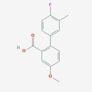 molecular formula C15H13FO3 B6364642 2-(4-Fluoro-3-methylphenyl)-5-methoxybenzoic acid, 95% CAS No. 1183892-79-6