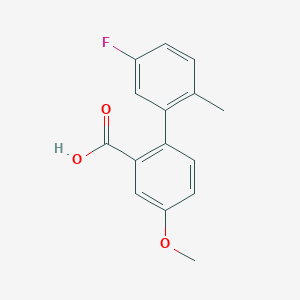 molecular formula C15H13FO3 B6364652 2-(5-Fluoro-2-methylphenyl)-5-methoxybenzoic acid, 95% CAS No. 1179105-51-1
