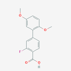 molecular formula C15H13FO4 B6364758 4-(2,5-Dimethoxyphenyl)-2-fluorobenzoic acid, 95% CAS No. 1184077-24-4
