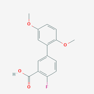 molecular formula C15H13FO4 B6364759 5-(2,5-Dimethoxyphenyl)-2-fluorobenzoic acid, 95% CAS No. 1183891-33-9