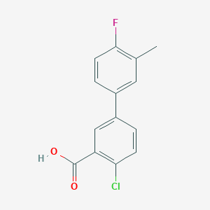 molecular formula C14H10ClFO2 B6364781 2-Chloro-5-(4-fluoro-3-methylphenyl)benzoic acid, 95% CAS No. 1178615-51-4
