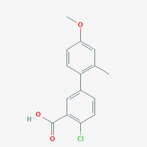 molecular formula C15H13ClO3 B6364878 2-Chloro-5-(4-methoxy-2-methylphenyl)benzoic acid, 95% CAS No. 1182438-70-5