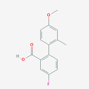 molecular formula C15H13FO3 B6364893 5-Fluoro-2-(4-methoxy-2-methylphenyl)benzoic acid, 95% CAS No. 1184578-40-2