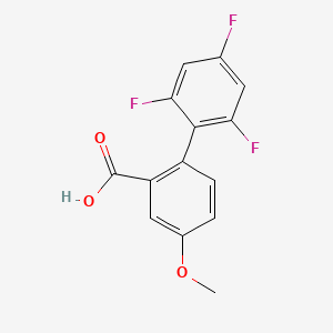 molecular formula C14H9F3O3 B6364930 5-Methoxy-2-(2,4,6-trifluorophenyl)benzoic acid, 95% CAS No. 1178103-45-1