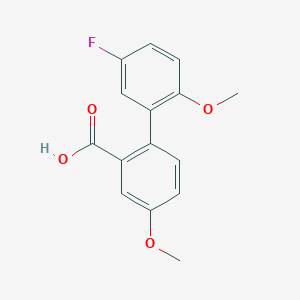 molecular formula C15H13FO4 B6365038 2-(5-Fluoro-2-methoxyphenyl)-5-methoxybenzoic acid, 95% CAS No. 1178634-62-2