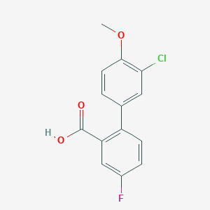 molecular formula C14H10ClFO3 B6365049 2-(3-Chloro-4-methoxyphenyl)-5-fluorobenzoic acid, 95% CAS No. 1178435-57-8