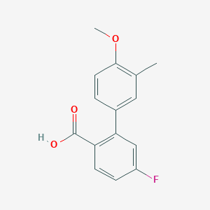 molecular formula C15H13FO3 B6365052 4-Fluoro-2-(4-methoxy-3-methylphenyl)benzoic acid, 95% CAS No. 1183432-52-1
