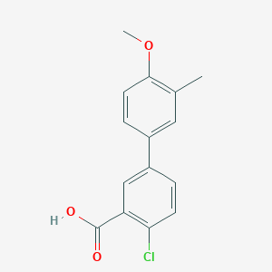 molecular formula C15H13ClO3 B6365053 2-Chloro-5-(4-methoxy-3-methylphenyl)benzoic acid, 95% CAS No. 1178202-04-4