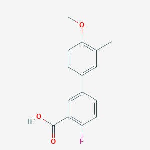 molecular formula C15H13FO3 B6365057 2-Fluoro-5-(4-methoxy-3-methylphenyl)benzoic acid, 95% CAS No. 1184537-99-2