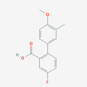 molecular formula C15H13FO3 B6365061 5-Fluoro-2-(4-methoxy-3-methylphenyl)benzoic acid, 95% CAS No. 1182741-34-9