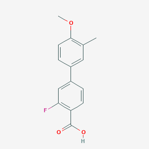 molecular formula C15H13FO3 B6365069 2-Fluoro-4-(4-methoxy-3-methylphenyl)benzoic acid, 95% CAS No. 1183080-90-1
