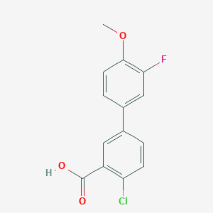 molecular formula C14H10ClFO3 B6365148 2-Chloro-5-(3-fluoro-4-methoxyphenyl)benzoic acid, 95% CAS No. 1184151-16-3