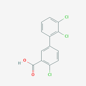 molecular formula C13H7Cl3O2 B6365172 2-Chloro-5-(2,3-dichlorophenyl)benzoic acid, 95% CAS No. 1261898-45-6