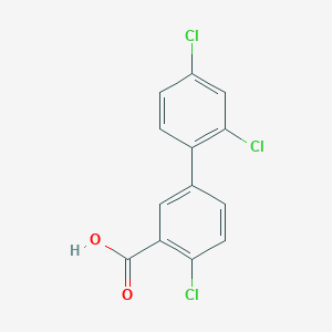 molecular formula C13H7Cl3O2 B6365207 2-Chloro-5-(2,4-dichlorophenyl)benzoic acid, 95% CAS No. 1261911-12-9