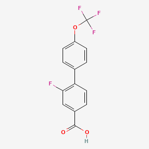 molecular formula C14H8F4O3 B6365236 3-Fluoro-4-(4-trifluoromethoxyphenyl)benzoic acid, 95% CAS No. 1261765-09-6