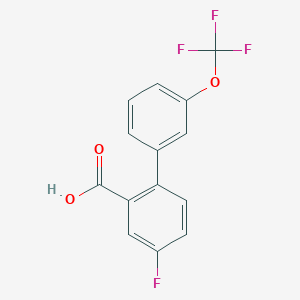 molecular formula C14H8F4O3 B6365288 5-Fluoro-2-(3-trifluoromethoxyphenyl)benzoic acid, 95% CAS No. 1261460-00-7