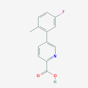 molecular formula C13H10FNO2 B6365293 5-(5-Fluoro-2-methylphenyl)picolinic acid, 95% CAS No. 1261906-68-6