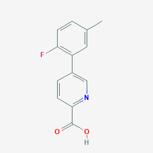 molecular formula C13H10FNO2 B6365298 5-(2-Fluoro-5-methylphenyl)picolinic acid, 95% CAS No. 1261975-71-6