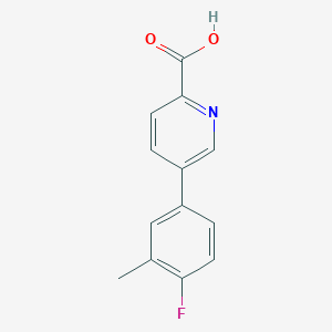 molecular formula C13H10FNO2 B6365311 5-(4-Fluoro-3-methylphenyl)picolinic acid, 95% CAS No. 1261906-39-1