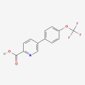 molecular formula C13H8F3NO3 B6365340 5-(4-Trifluoromethoxyphenyl)picolinic acid, 95% CAS No. 851266-72-3