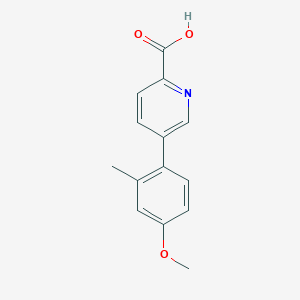 molecular formula C14H13NO3 B6365351 5-(4-Methoxy-2-methylphenyl)picolinic acid, 95% CAS No. 1261930-56-6