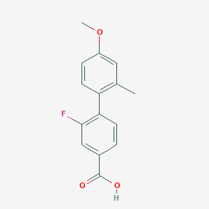 molecular formula C15H13FO3 B6365469 3-Fluoro-4-(4-methoxy-2-methylphenyl)benzoic acid, 95% CAS No. 1261933-85-0