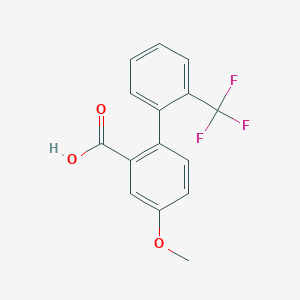 molecular formula C15H11F3O3 B6365538 5-Methoxy-2-(2-trifluoromethylphenyl)benzoic acid, 95% CAS No. 1261789-34-7