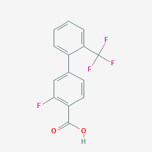 molecular formula C14H8F4O2 B6365547 2-Fluoro-4-(2-trifluoromethylphenyl)benzoic acid, 95% CAS No. 505083-00-1
