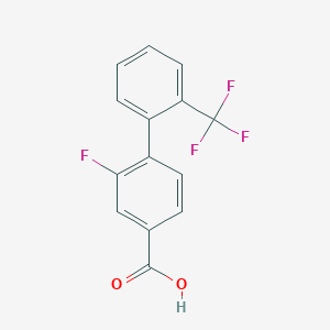 molecular formula C14H8F4O2 B6365560 3-Fluoro-4-(2-trifluoromethylphenyl)benzoic acid, 95% CAS No. 1261824-88-7