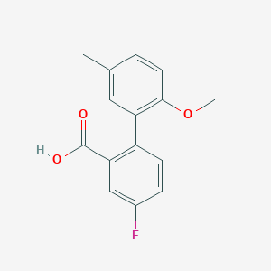molecular formula C15H13FO3 B6365563 5-Fluoro-2-(2-methoxy-5-methylphenyl)benzoic acid, 95% CAS No. 1261992-66-8