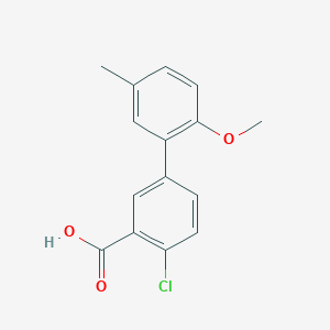 molecular formula C15H13ClO3 B6365572 2-Chloro-5-(2-methoxy-5-methylphenyl)benzoic acid, 95% CAS No. 1255638-91-5