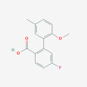 molecular formula C15H13FO3 B6365583 4-Fluoro-2-(2-methoxy-5-methylphenyl)benzoic acid, 95% CAS No. 1261931-32-1