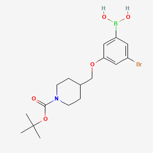 molecular formula C17H25BBrNO5 B6365640 3-溴-5-(1-叔丁氧羰基哌啶-4-基)甲氧基苯硼酸；98% CAS No. 2096331-52-9