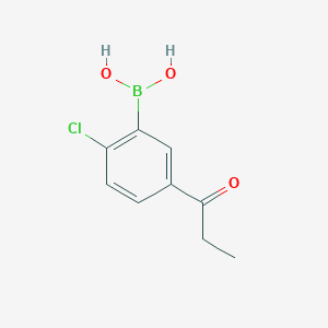 molecular formula C9H10BClO3 B6365650 2-Chloro-5-propionylphenylboronic acid;  97% CAS No. 2096331-69-8