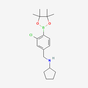 molecular formula C18H27BClNO2 B6365689 2-Chloro-4-(N-cyclopentylaminomethyl)phenylboronic acid, pinacol ester;  95% CAS No. 2096337-34-5