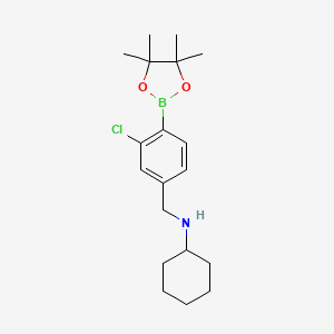 molecular formula C19H29BClNO2 B6365696 2-Chloro-4-(N-cyclohexylaminomethyl)phenylboronic acid, pinacol ester;  96% CAS No. 2096334-42-6