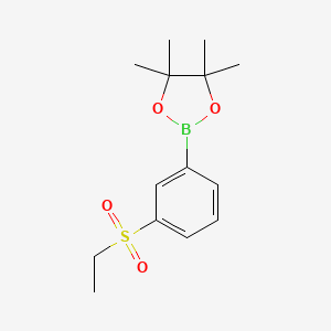 molecular formula C14H21BO4S B6365704 3-乙磺酰苯基硼酸，二缩甲苯酚酯；98% CAS No. 2096331-73-4