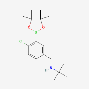 molecular formula C17H27BClNO2 B6365707 5-(N-t-Butylaminomethyl)-2-chlorophenylboronic acid, pinacol ester;  98% CAS No. 2096333-91-2