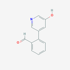molecular formula C12H9NO2 B6365841 5-(2-Formylphenyl)-3-hydroxypyridine, 95% CAS No. 1261940-50-4
